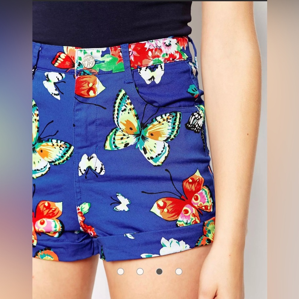 Motel Rocks Ibu High Waisted Denim Short In Butterfly Daze Size XS